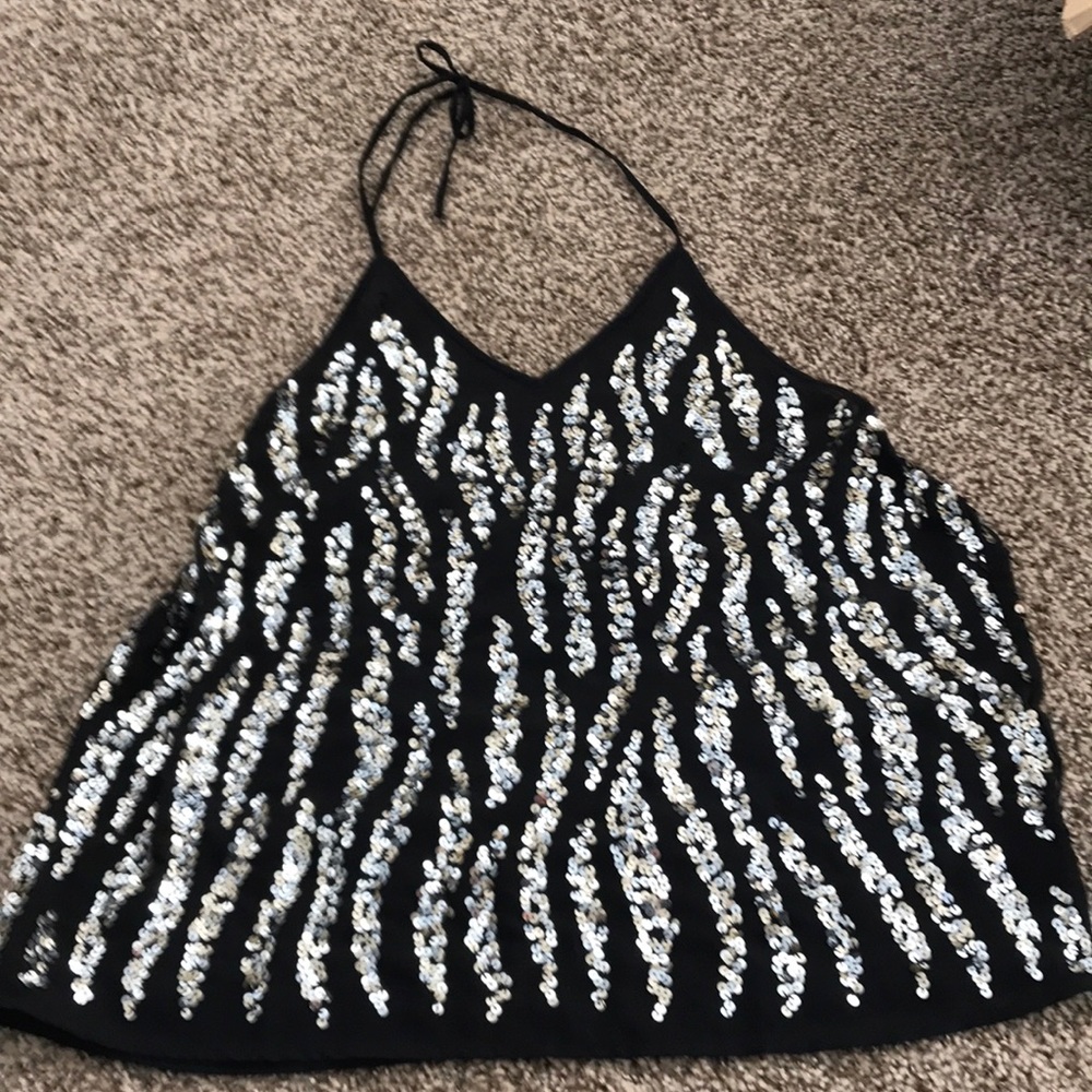 BKE black sequin halter top